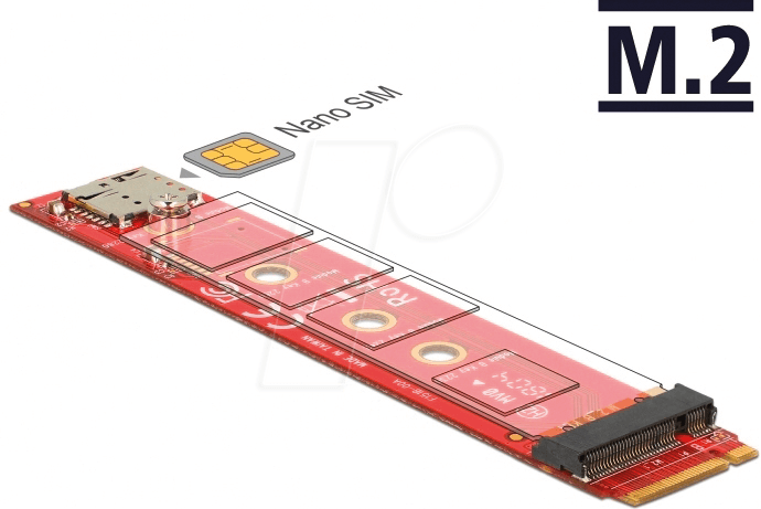 DELOCK 65921 - Adapter M.2 Key B > M.2 Key B + Nano SIM