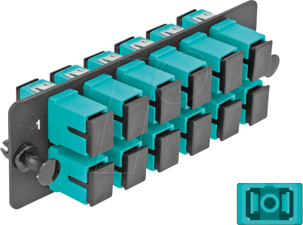 Thumbnail - DELOCK 66928 - LWL Adapter Panel, 12 Port, SC Simplex OM4, aqua