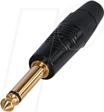 REAN RP2C-B - 6,35mm Klinkenstecker Mono 2-polig, schwarzes Gehäuse