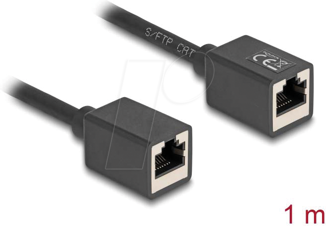 DELOCK 90325 - Verlängerung, Cat.6a, Buchse / Buchse, S/FTP, 1 m, schwarz