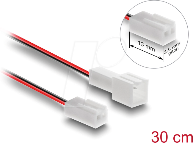 DELOCK 90869 - Delock Verlängerungskabel 2 Pin, Steckerlänge 13 mm, 30 cm
