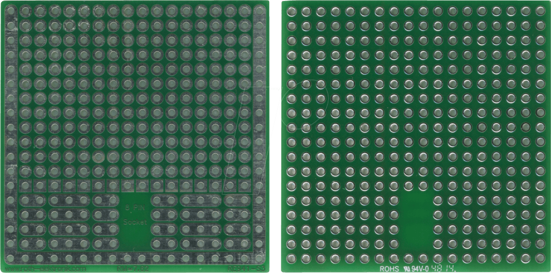 RE 941-S3 - Lötbares Bread Board 8-Pin-Sockel 46,99 x 47,62 mm