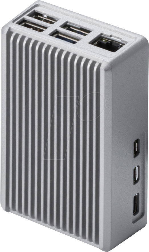 CB RPH-5-DH-S - Heatsink-Gehäuse für Raspberry Pi 5, DIN Rail, Alu, silber