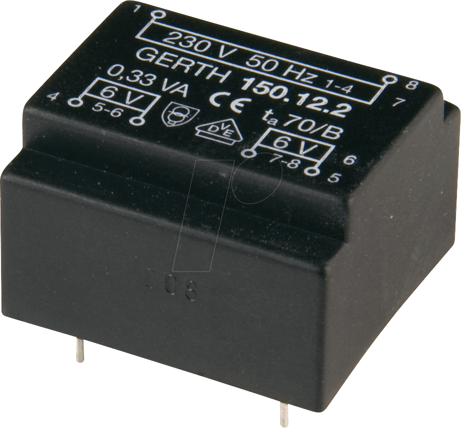 Thumbnail - 150.18-2 - Printtrafo, 0,33 VA, 2x 9 V, 18,3 mA, RM 15 mm