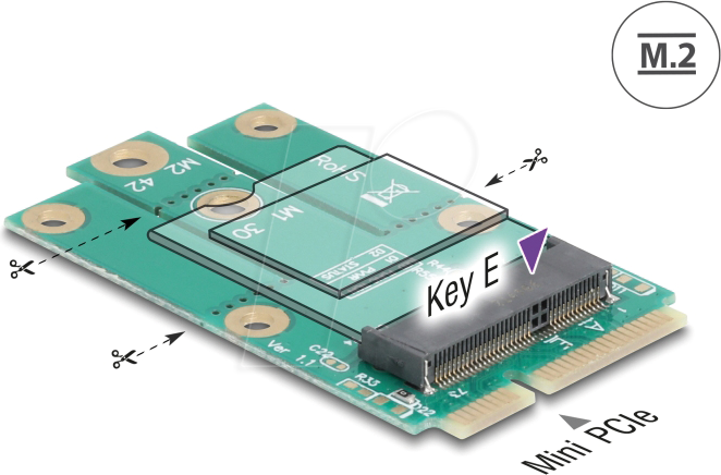 DELOCK 64338 - Adapter Mini PCIe Stecker > M.2 Key E Slot