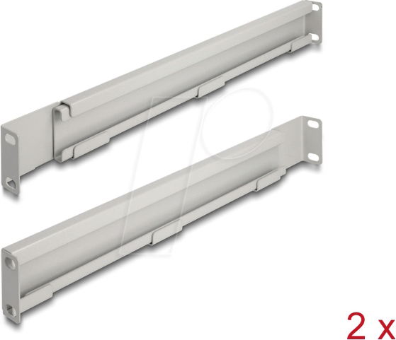 DELOCK 66886 - 19'' Tragschiene, längenverstellbar 368 - 600 mm, 1 HE, 2 Stück