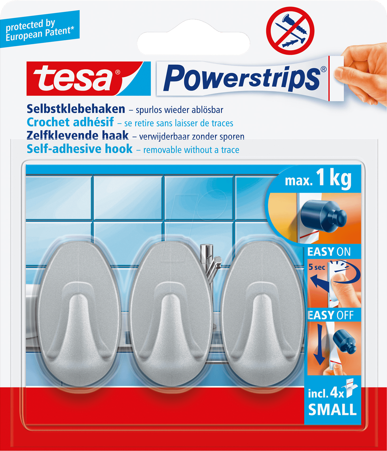 TESA 57519 - tesa® Powerstrips® Haken Oval matt-chrom