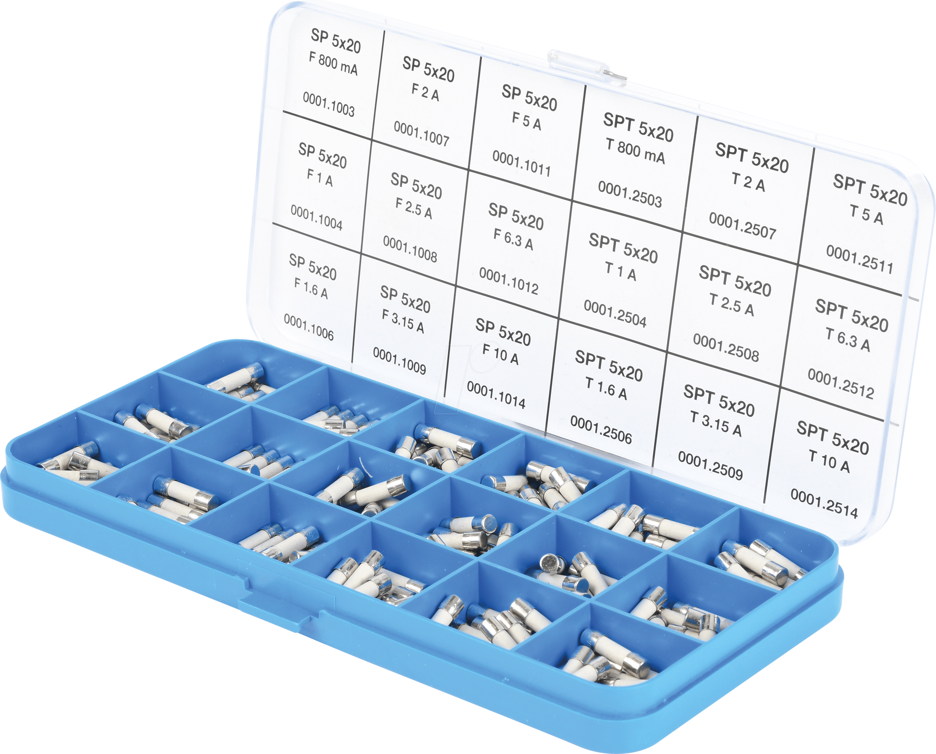 SCH 349871 - Feinsicherungs-Sortiment, 5 x 20 mm, flink, träge, 180er-Pack