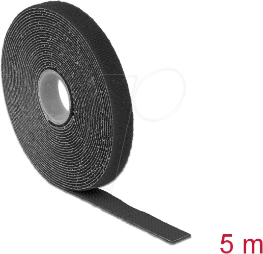 DELOCK 18711 - Klettband auf Rolle, 5 m x 13 mm, schwarz