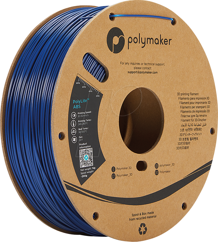 Thumbnail - POLYMAKER E01007 - Filament, PolyLite ABS 1,75 mm, 1 kg, blau