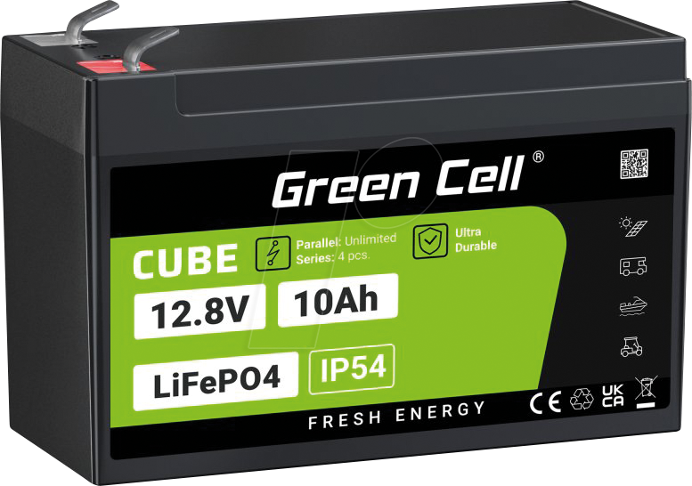 GC LFP12 10AH - Lithium-Akku, LiFePO4, 12,8 V, 10 Ah