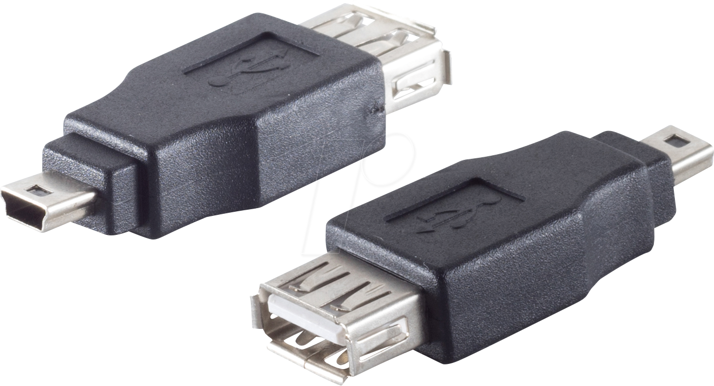 SHVP BS77051 - USB 2.0 Adapter, Typ A Buchse > Mini USB B 5p Stecker, schwarz