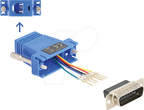 DELOCK 67085 - Adapter D-Sub 15 Pin St. > RJ12 Bu. Montagesatz, blau