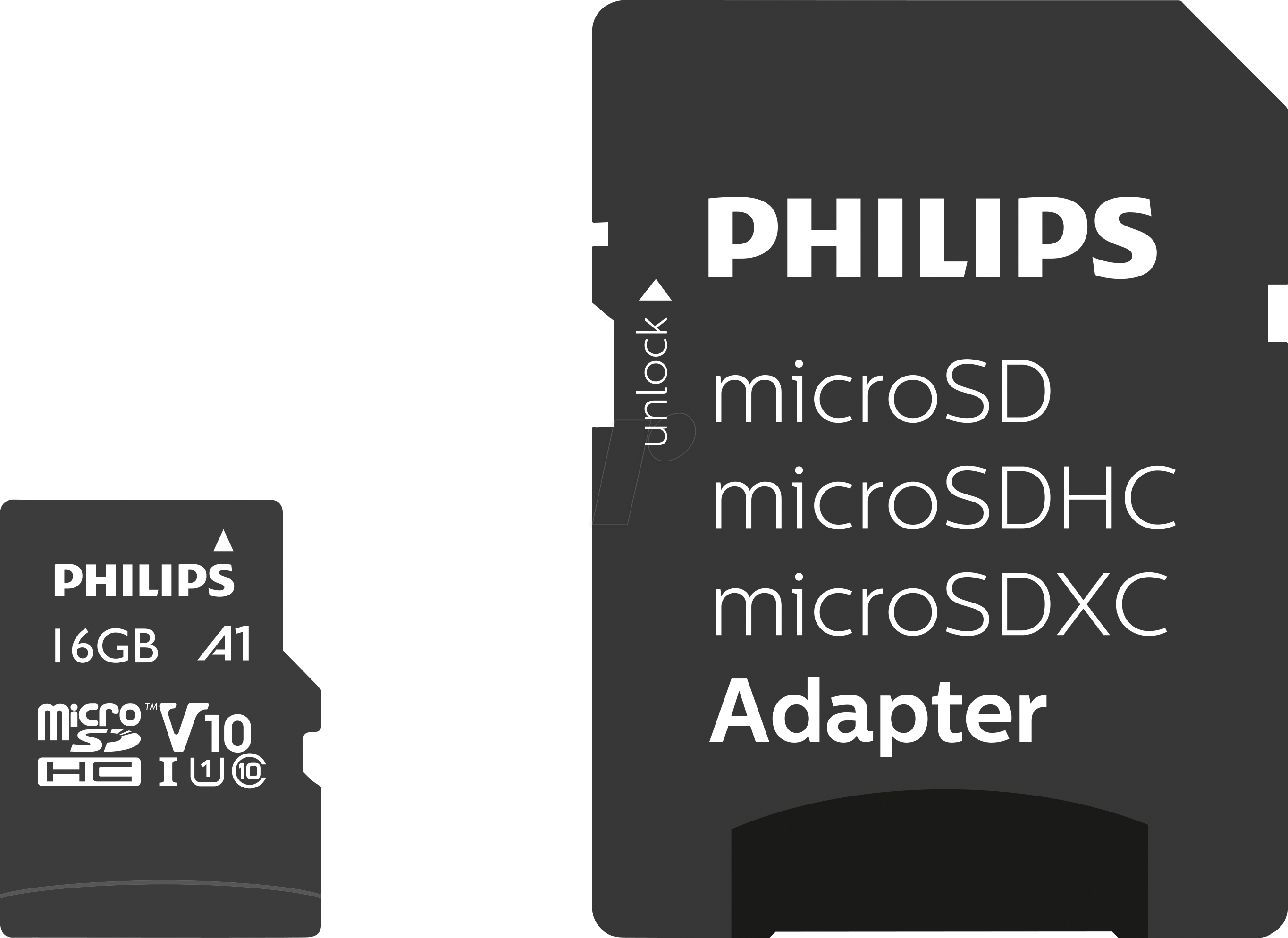 PHI FM16MP45B - microSDHC-Card, 16GB Class 10 incl. Adapter UHS-I U1