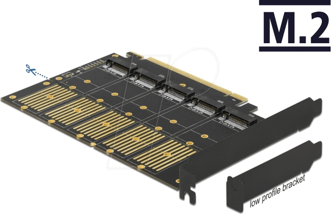 DELOCK 90435 - PCIe x16 > 5 x M.2 Key B / SATA