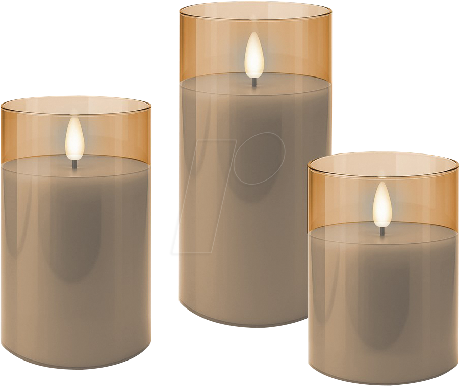 Thumbnail - GOOBAY 77756 - LED Echtwachskerze im 3er Set, gold-transparent, warmweiß, Timer