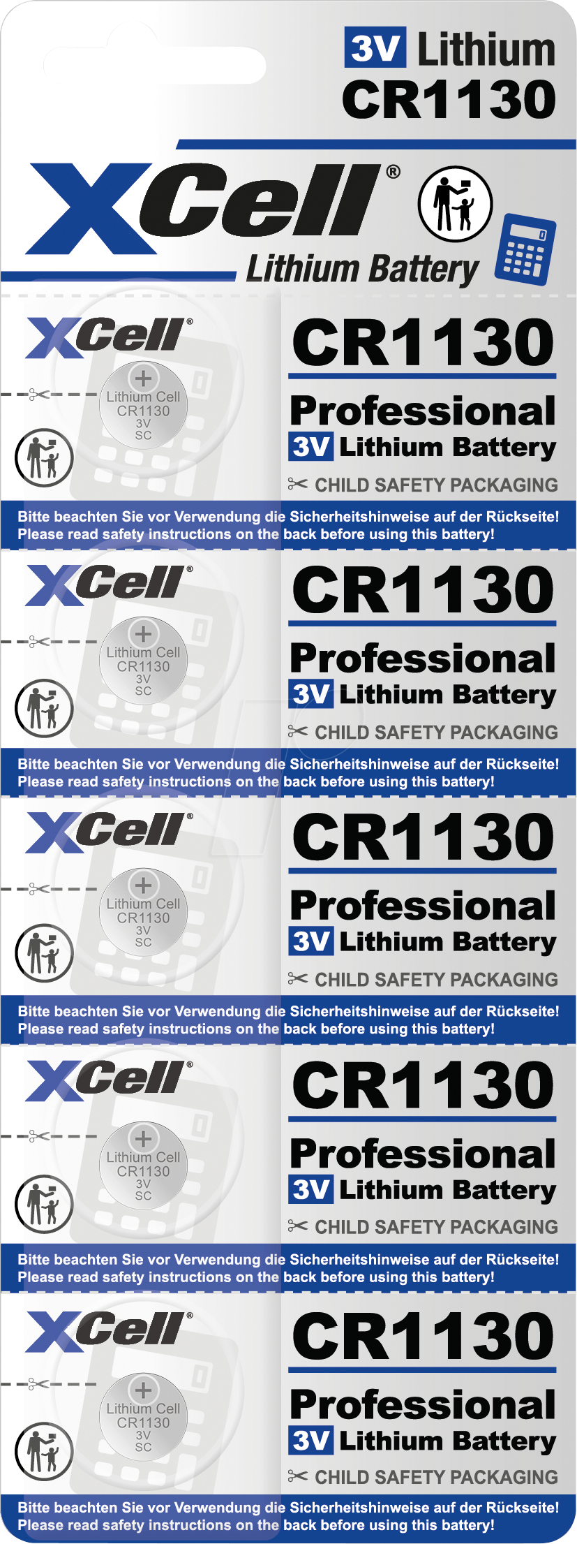 XCELL CR1130 5X - Lithium-Knopfzelle CR1130, 5er Blister