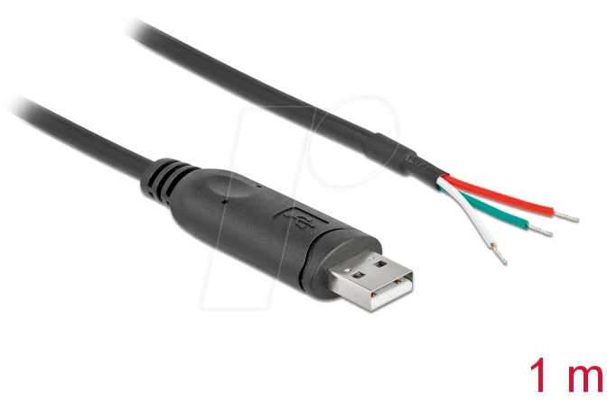 Thumbnail - DELOCK 62930 - USB 2.0 Konverter, A auf 1x RS-232, 3x offene Enden, 1 m
