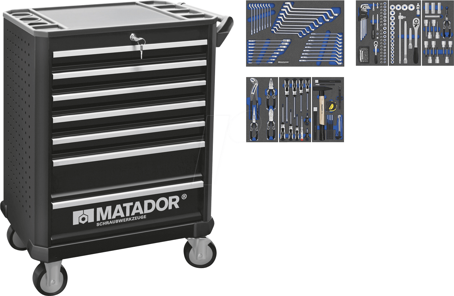MAT 8163 9560 - Werkstattwagen, Metall, 1030x785x470 mm, bestückt, 182-teilig