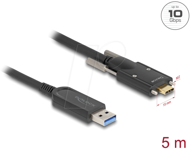 DELOCK 83200 - Optisches USB 10 Gb/s Kabel, A Stecker auf C Stecker, 5 m
