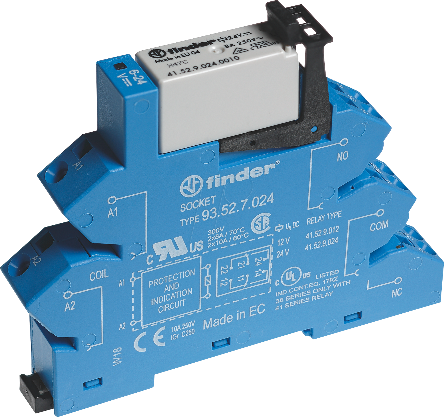 FIN 38.62.7 12V - Koppelrelais, 2 Wechsler, 12 V DC sensitiv
