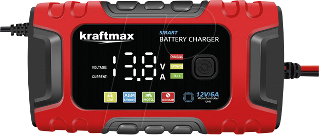 KRAFTMAX BC-360 - Automatik-Kfz-Ladegerät, Blei-, LiFePo-Akkus, 12 V, 3-stufig