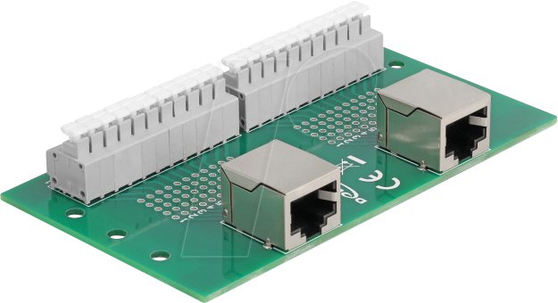 Thumbnail - DELOCK 67014 - RJ50 2x Buchse / 2x Terminalblock, Hutschiene