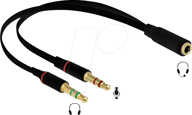 DELOCK 65967 - Headset Adapter 3,5 mm 4 Pin Klinkenbuchse > 2x 3 Pin Klinkenste