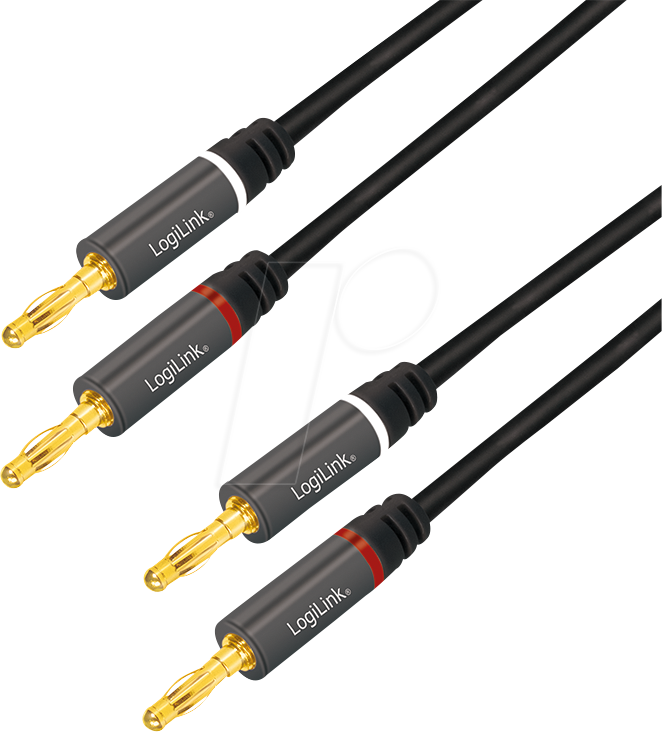 LOGILINK CA1211 - Audio-Kabel, 2x2 Bananenstecker, Metall, schwarz, 5,0 m