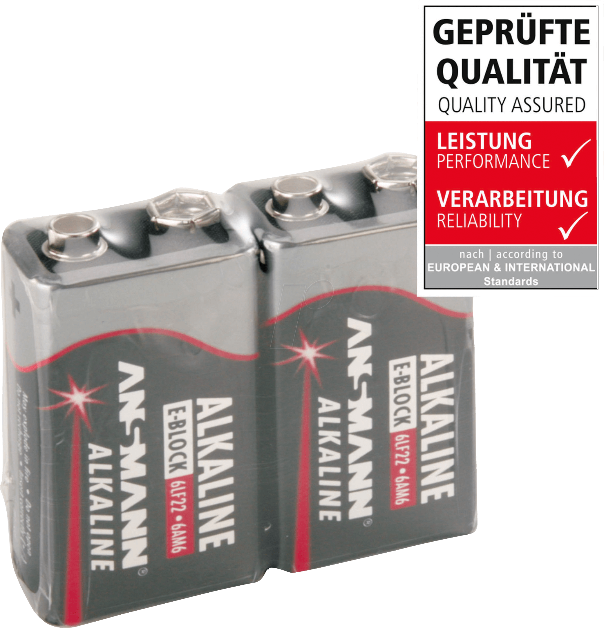 ANS RED 2X9V - Red, Alkaline Batterie, 9-V-Block, 2er-Pack