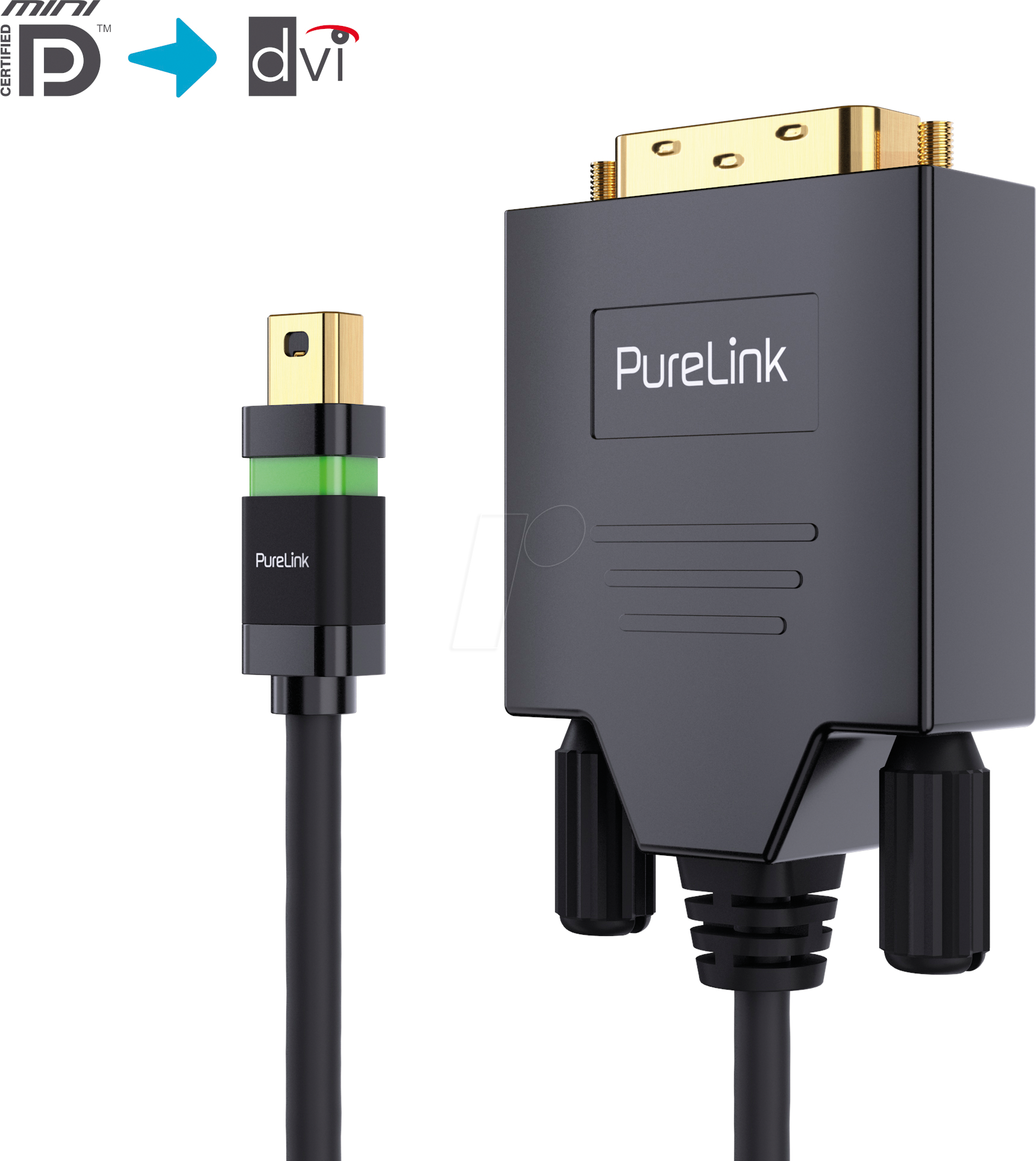 PURE ULS2100-010 - MiniDP 1.2 auf DVI Single, Ultimate Serie, schwarz,1,0 m