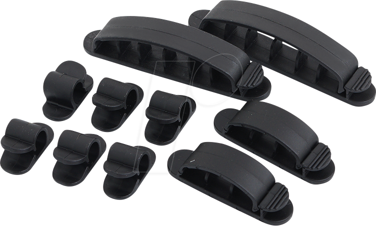 Thumbnail - LOGILINK KAB0039 - Kabelhalter Set, 10 Stück, schwarz, selbstklebend