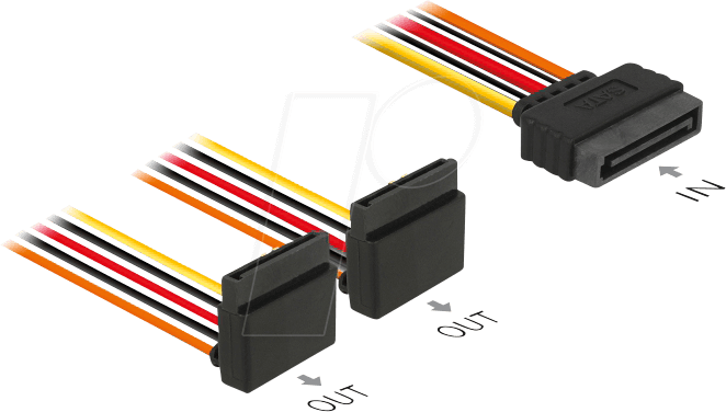 DELOCK 60170 - Kabel Power SATA 15 Pin Latchtype > 2x SATA 15 Pin oben gew. 15