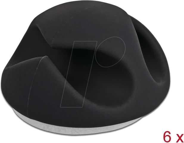 DELOCK 18344 - Kabelhalter mit 2 Durchführungen Set 6 Stück schwarz