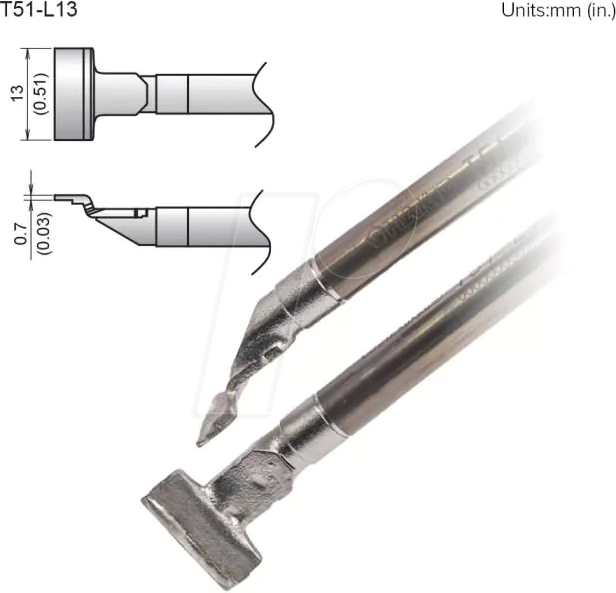 HAK T51-L13 - Aktiv-Lötspitze T51-L13, 13,0 mm, SOP, Spatel, 2 Stück