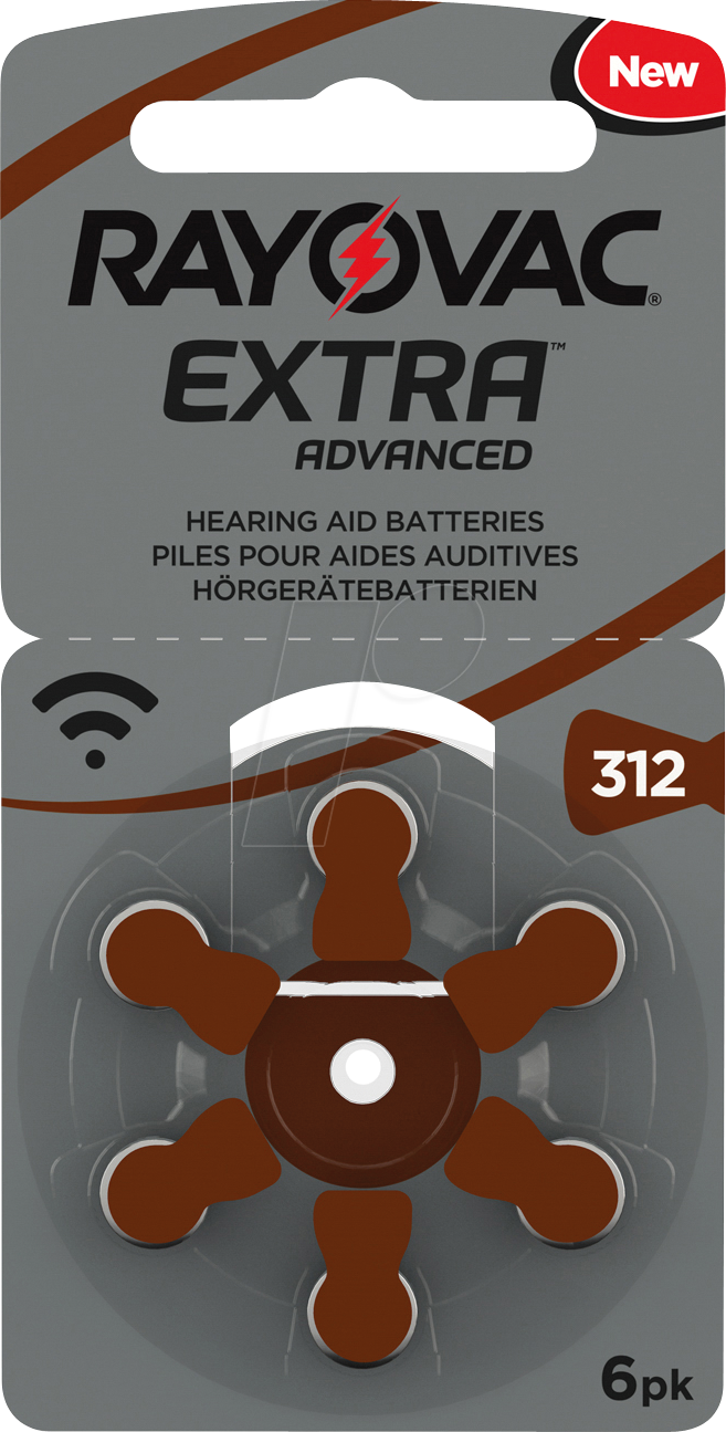 RAYOVAC AID 312 - Hörgerätebatterie, Zink-Luft, 7,8x3,5 mm, Aid 312, 6er-Pack