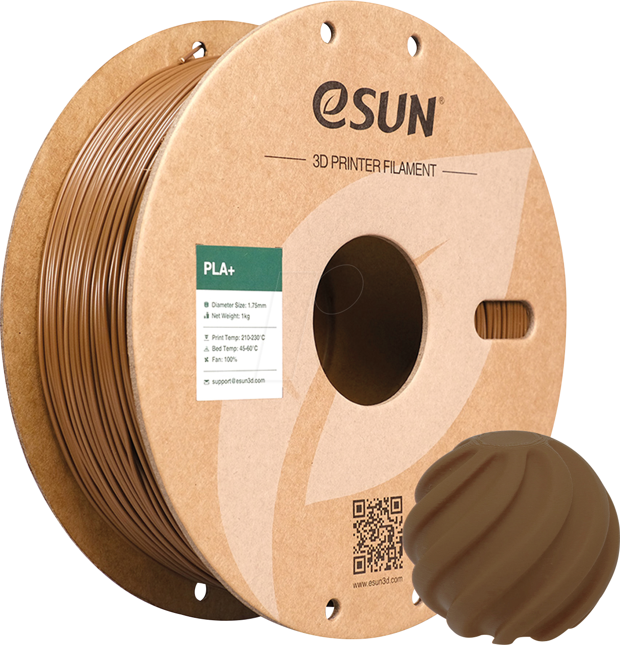 ESUN 72219199 - Filament, PLA+, 1,75 mm, braun, 1 kg