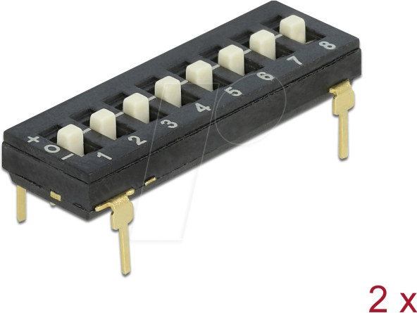 DELOCK 66306 - DIP-Schalter Tri-State 8-stellig 2,54 mm RM THT schwarz 2 Stk.