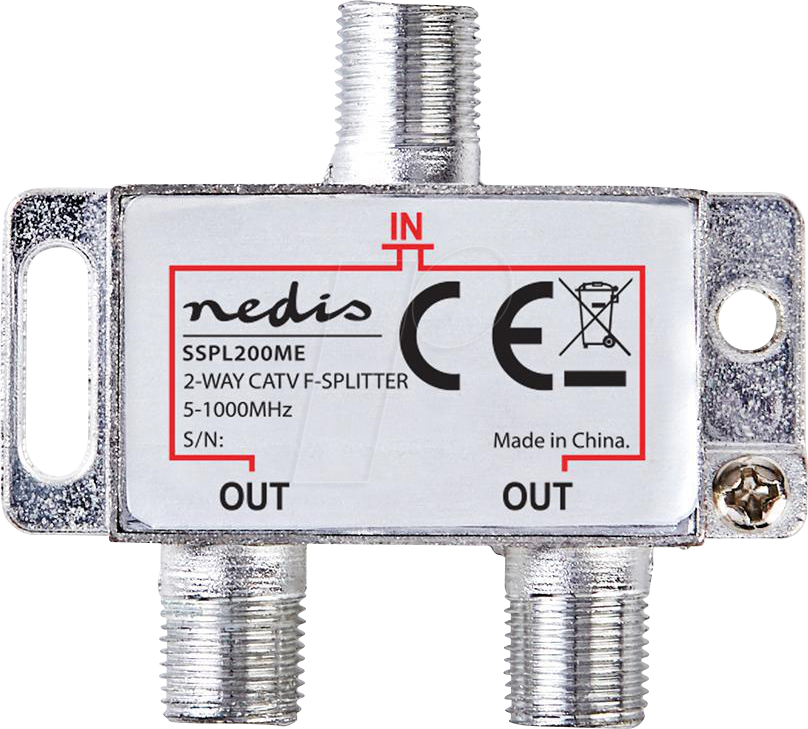 N SSPL200ME - CATV-Splitter, 5 - 1000 MHz, Einführungsverlust: 4.2 dB, 2 Ausgä