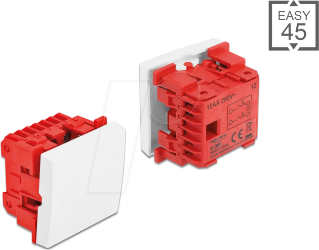 Thumbnail - DELOCK 81360 - Easy 45 Wippschalter 2-polig, 45 x 45 mm, weiß