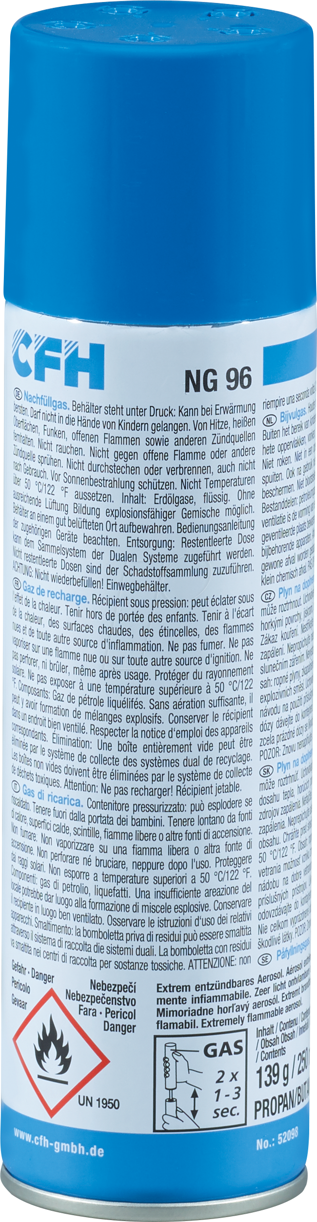 CFH 52096 - Butan-Nachfüllgas 250 ml