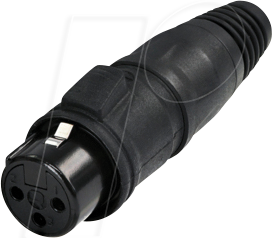 REAN RCX3F-Z0021 - XLR Kabelbuchse 3-polig, IP65, schwarz verchromtes Gehäuse
