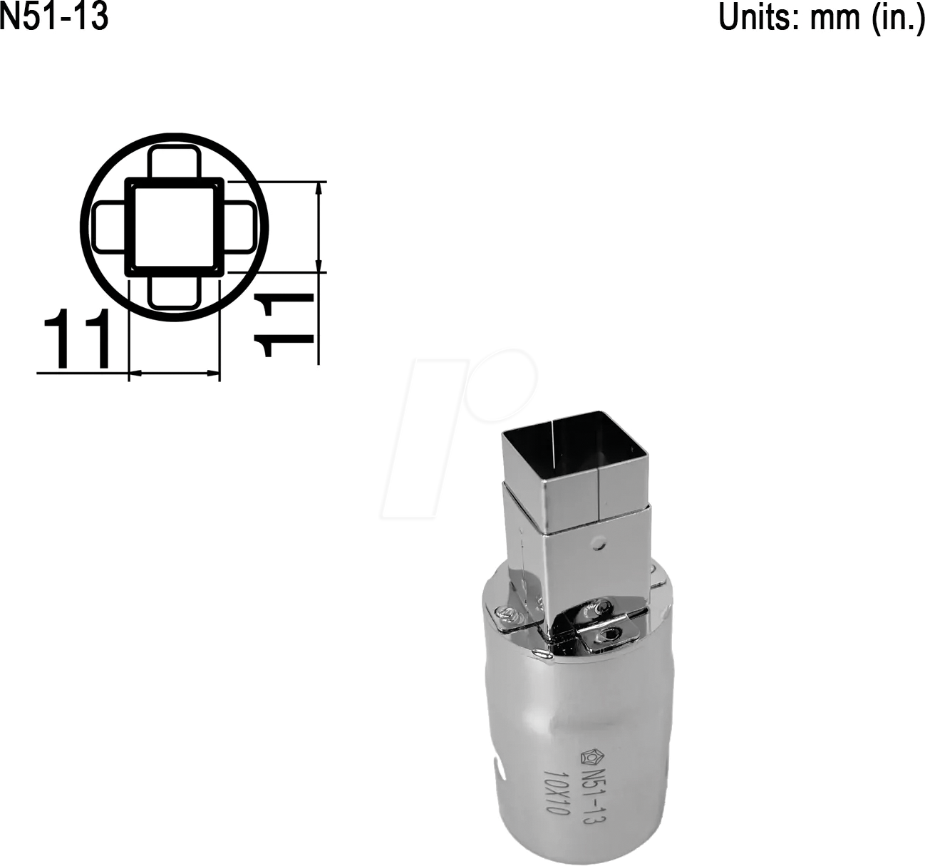 HAK N51-13 - Heißluftdüse N51-13, Schnellwechseltyp, Single, 11,0 x 11,0 mm