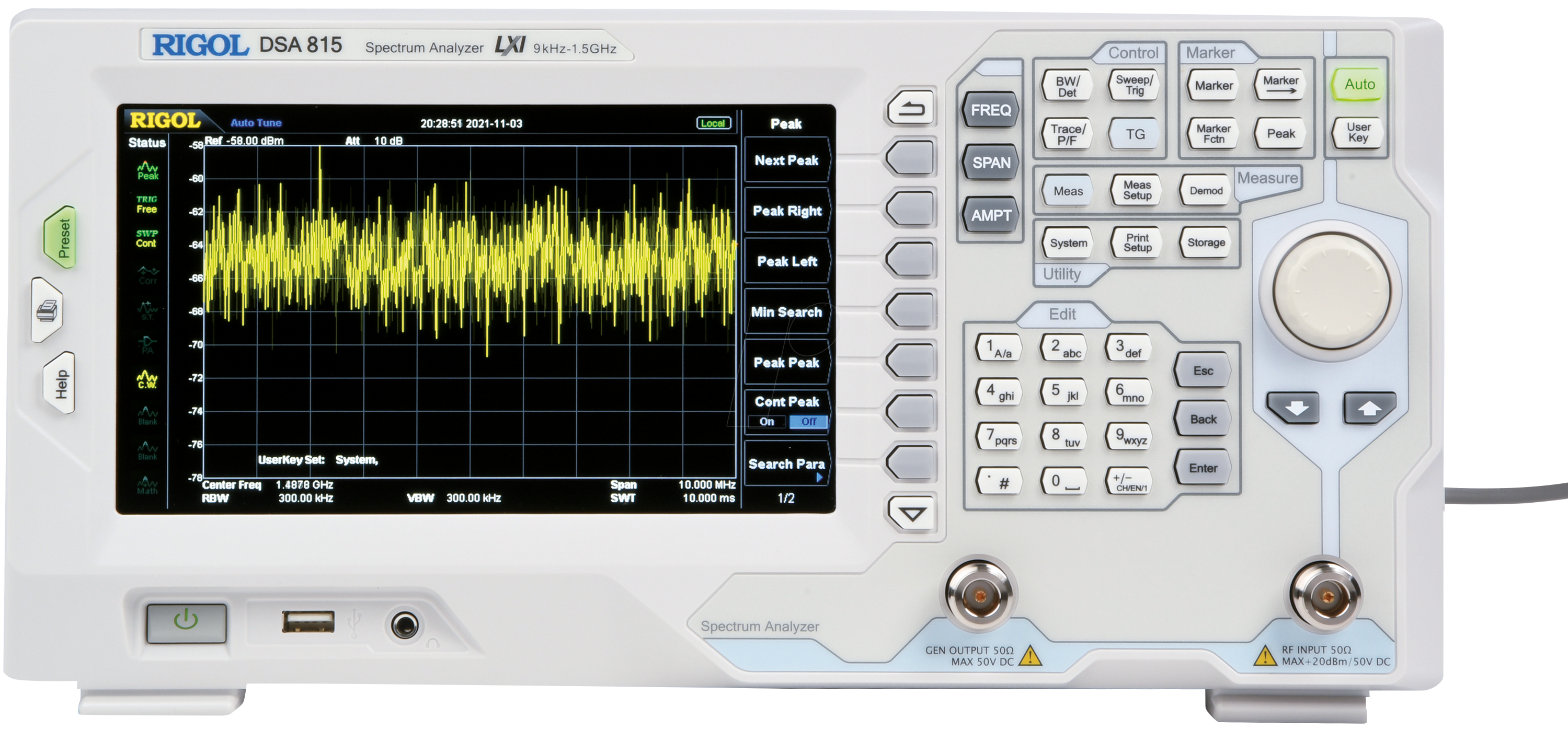 RIGOL DSA815-TG - Spektrum-Analysator, 9 kHz - 1,5 GHz, inkl. Tracking Generator