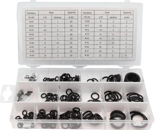 VEL HAS02 - Nitril O-Ring Sortiment, 225-teilig