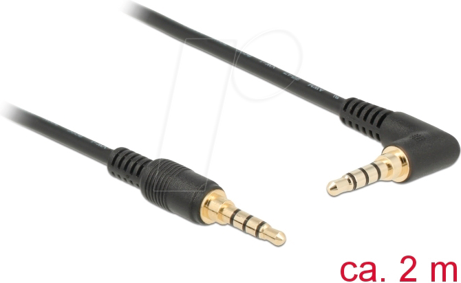 DELOCK 85613 - Kabel Klinke, 3,5 mm, gewinkelt 2,0 m