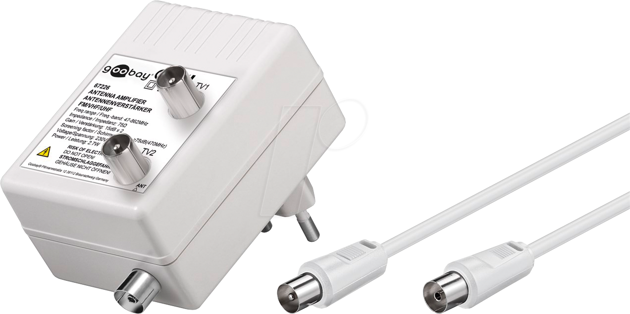 GOOBAY 67226 - Zwei-Geräte-Antennenverstärker 2x 15dB