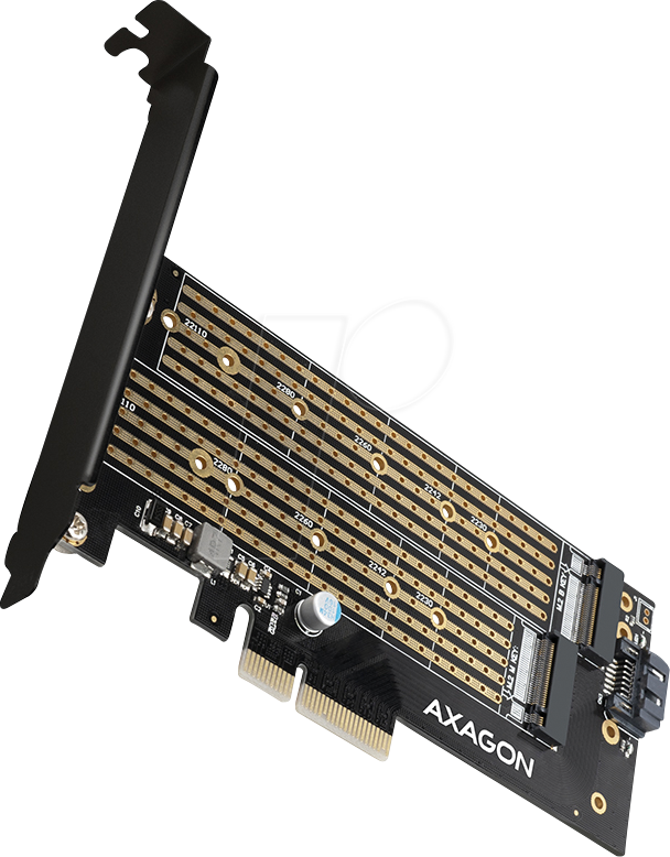 AXG PCEM2-D - PCIe x4 > 1x M.2 NVMe + 1x M.2 SATA