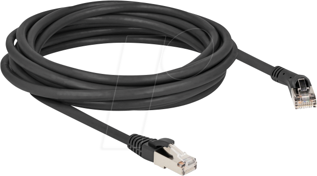 DELOCK 80707 - Patchkabel Cat.8.1 S/FTP, 45° rechts / gerade, 5 m, schwarz