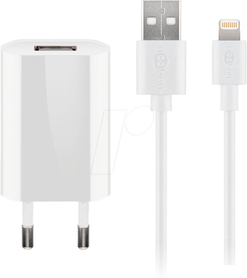 GOOBAY 44978 - USB-Ladegerät, 5 V, 1 A, Lightning, weiß